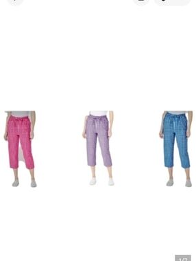 #20W Woman Within 3pc Capri Pants Gingham Women's Cropped Pants